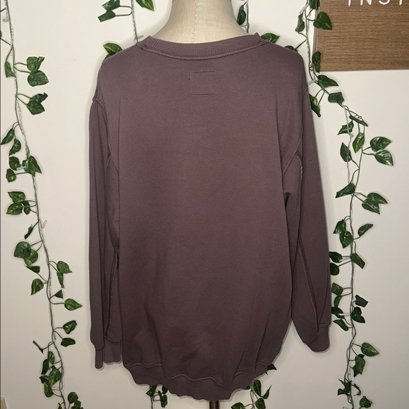 Aerie Oversized Brown Crewneck Front Shirt Pocket - Picture 3 of 5